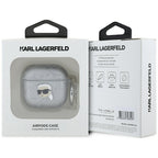 Karl Lagerfeld dėklas Apple AirPods 4 – sidabrinis