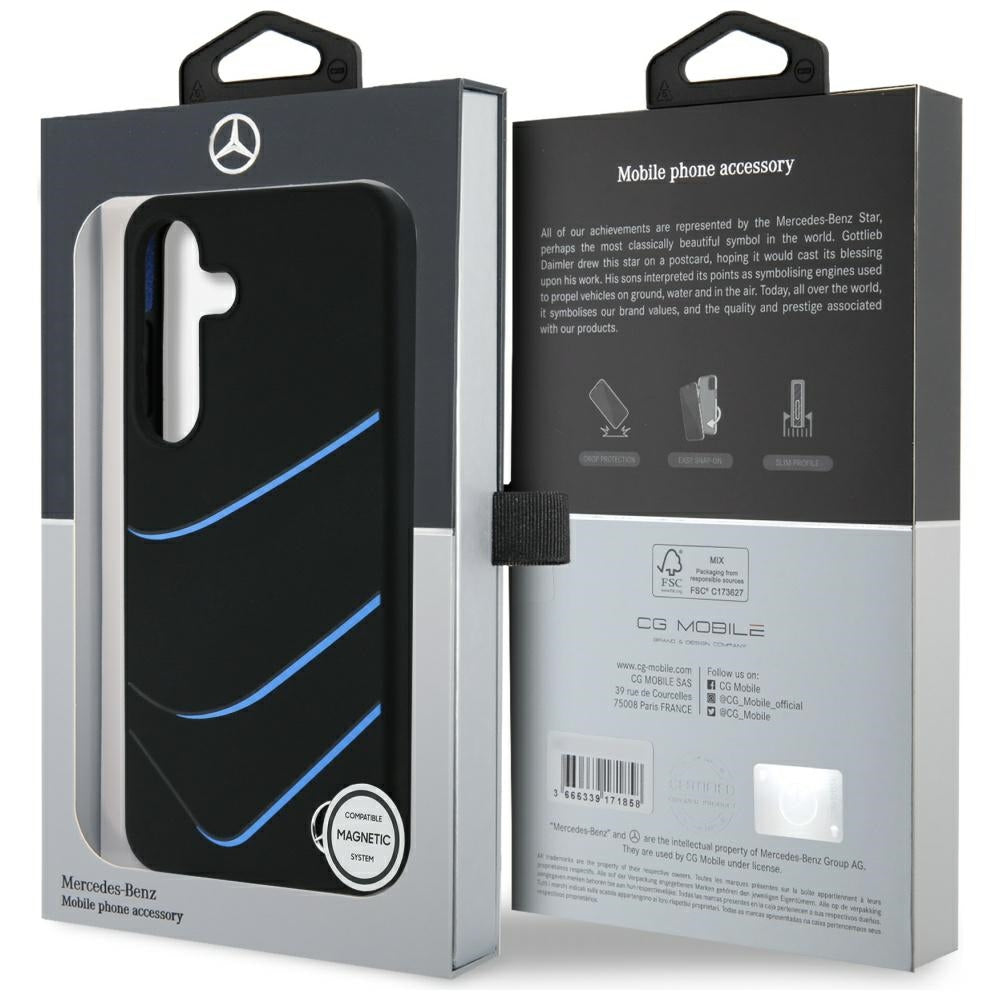 Mercedes MagSafe dėklas Samsung Galaxy S25 – juodas