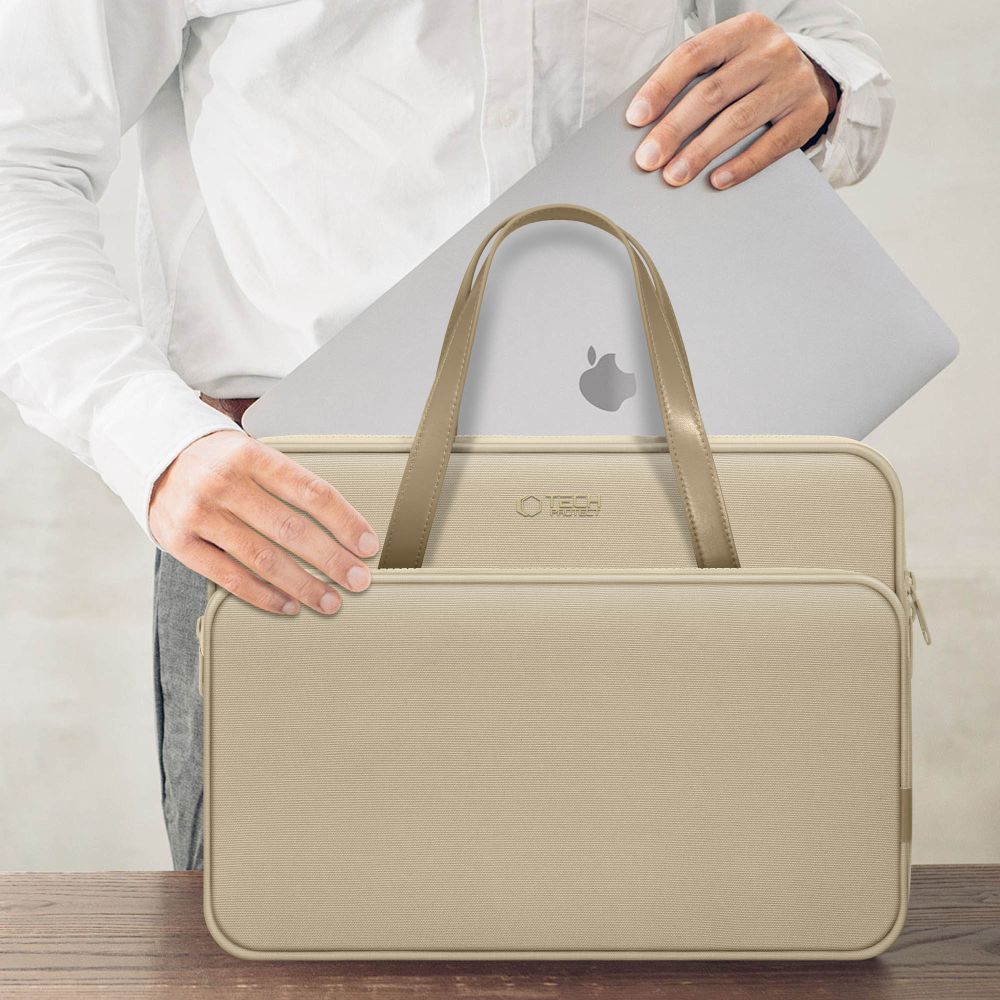 Tech-Protect nešiojamojo kompiuterio krepšys 15-16" - smėlio spalvos -- Laptop Bags