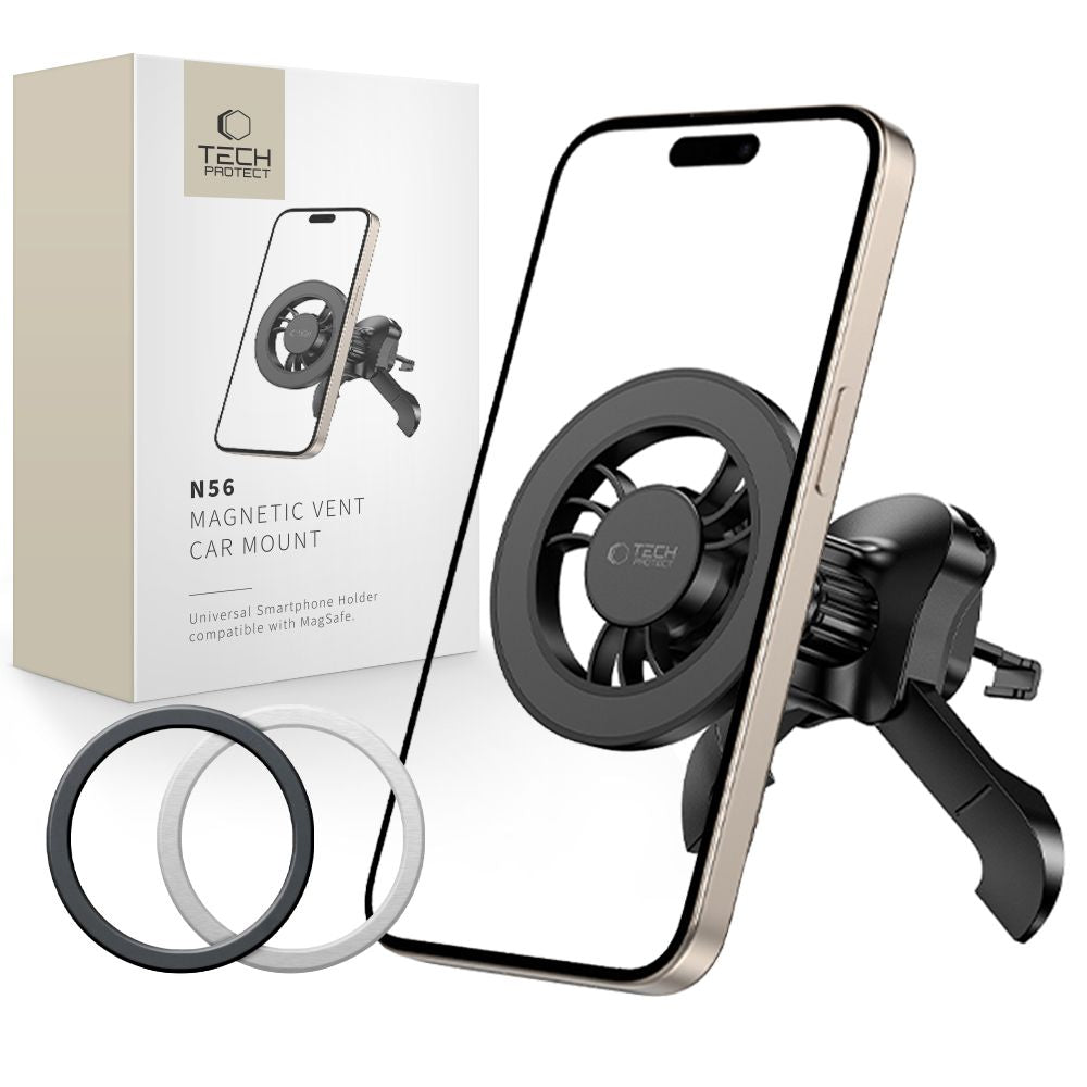 Tech-Protect N56 magnetinis MagSafe automobilinis laikiklis oro ventiliacijos angai - juodas