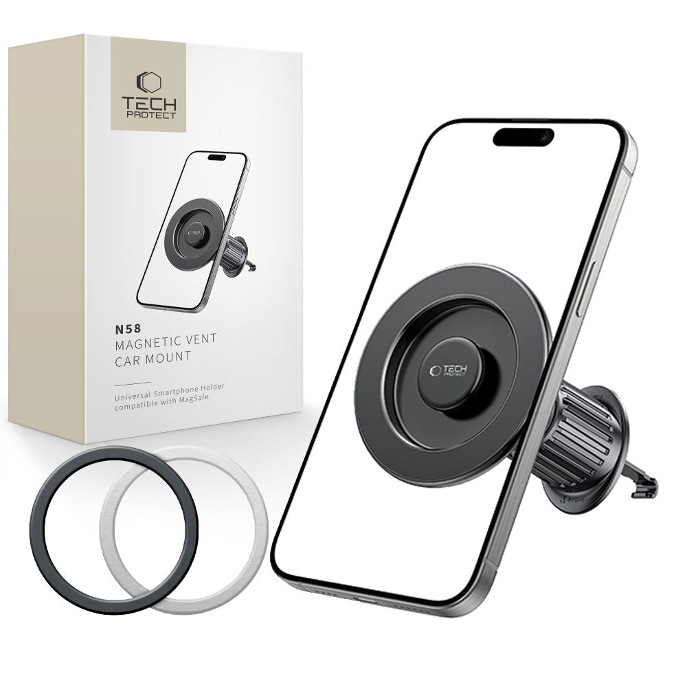 Tech-Protect N58 magnetinis MagSafe automobilinis laikiklis oro ventiliacijos angai - juodas -- Cell phone holders Pirmasis paveikslėlis