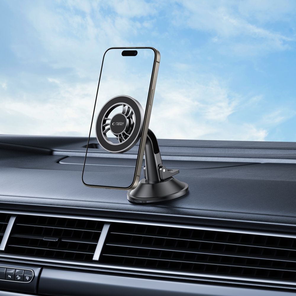 Tech-Protect N56 magnetinis MagSafe automobilinis laikiklis kokpitui, priekiniam stiklui - juodas -- Cell phone holders