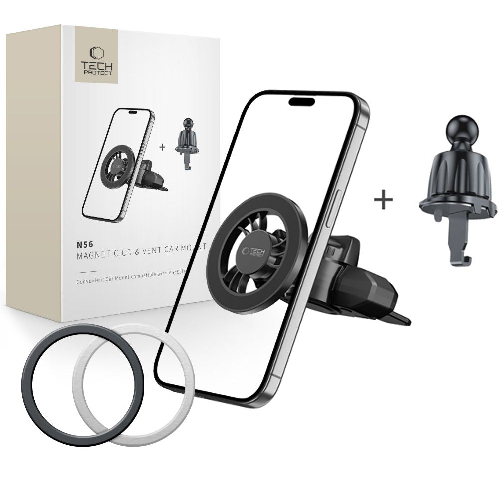 Tech-Protect N56 magnetinis MafSafe automobilinis laikiklis CD lizdui - juodas Pirmasis paveikslėlis