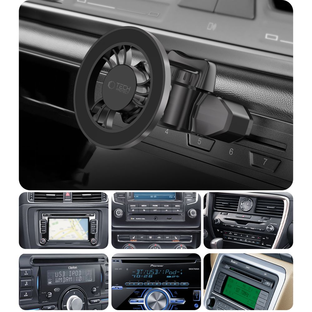 Tech-Protect N56 magnetinis MafSafe automobilinis laikiklis CD lizdui - juodas