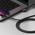 Ringke 3.2 gen. 2x2 USB-C, PD 3.1 240W 2m kampinis laidas - juodas -- Cell phone cables