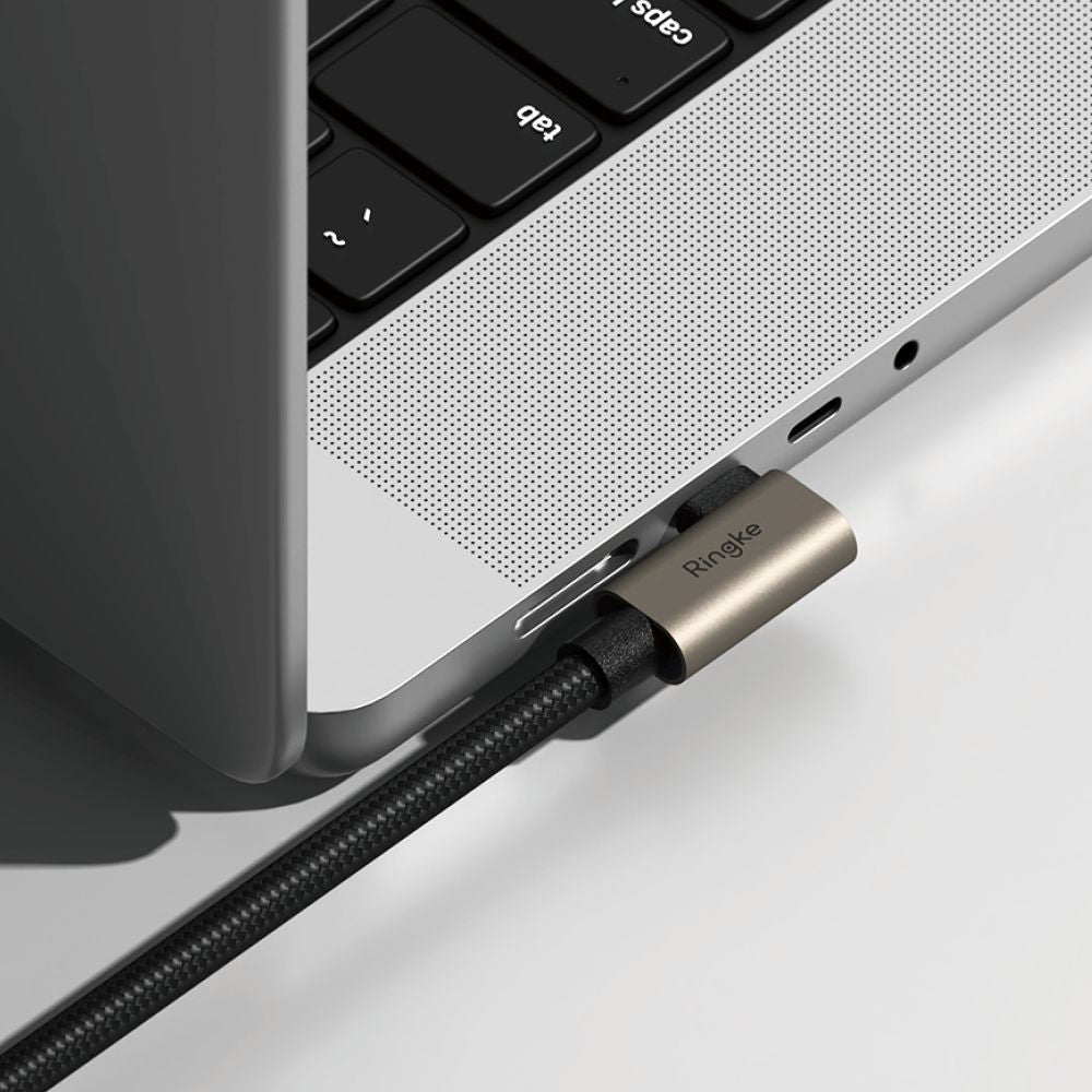 Ringke 3.2 gen. 2x2 USB-C, PD 3.1 240W 2m kampinis laidas - juodas -- Cell phone cables