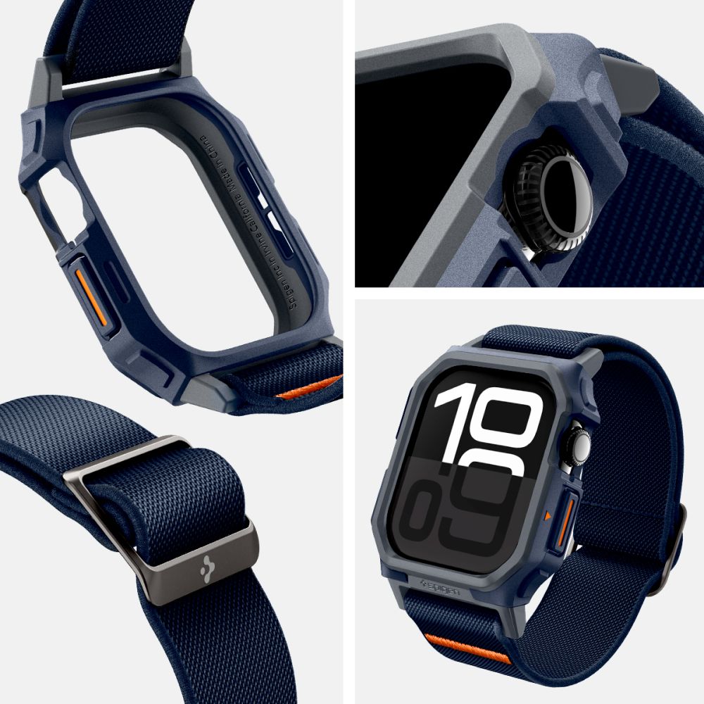 „Spigen Lite Fit“ „Pro“ dirželis, skirtas Apple Watch 10 46 mm – tamsiai mėlynas