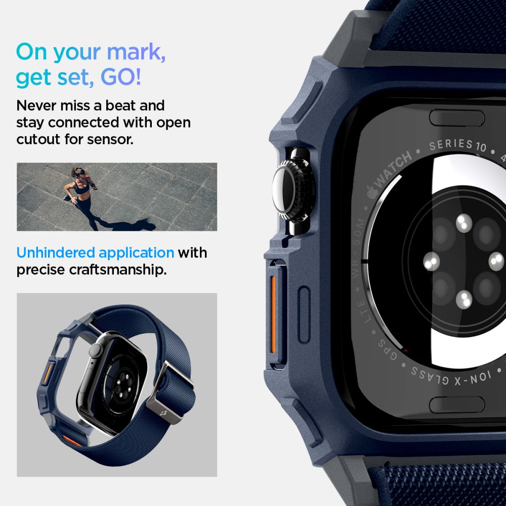 „Spigen Lite Fit“ „Pro“ dirželis, skirtas Apple Watch 10 46 mm – tamsiai mėlynas