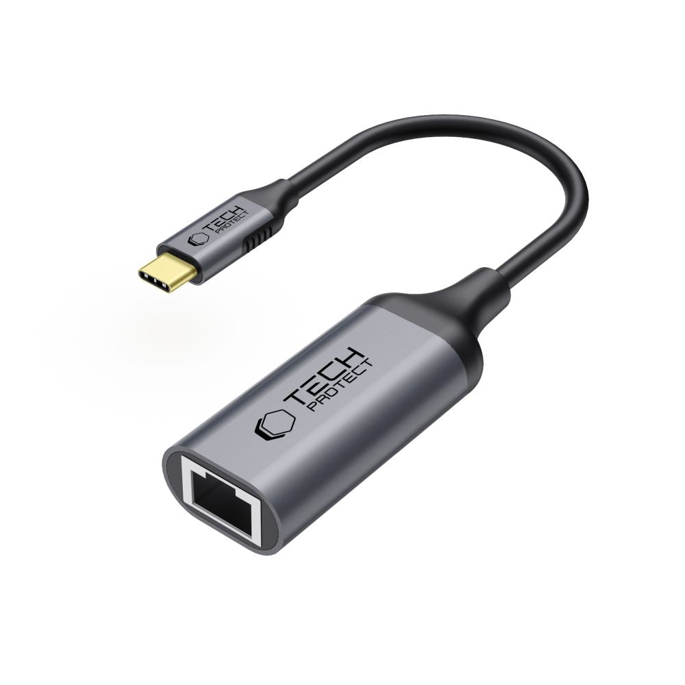 Tech-Protect UltraBoost USB-C į Ethernet RJ45 1000Mbps adapteris – juodas -- USB Adapters