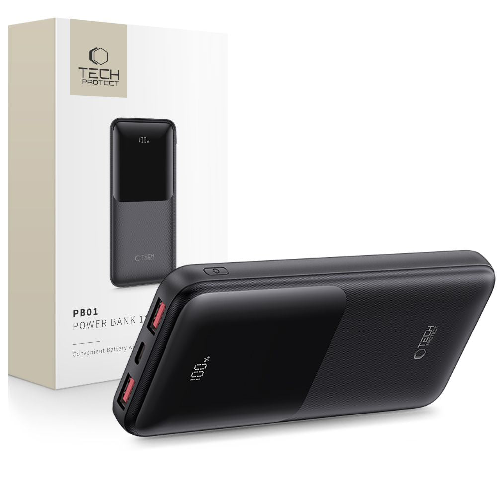 Tech-Protect Išorinė baterija PB01 10000mAh 22.5W - juodas -- Powerbanks