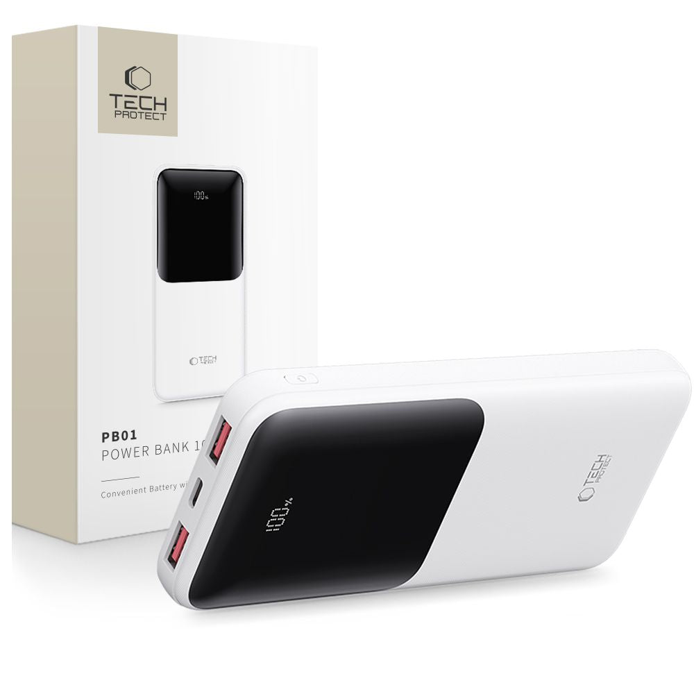 Tech-Protect Išorinė baterija PB01 10000mAh 22.5W - baltas -- Powerbanks