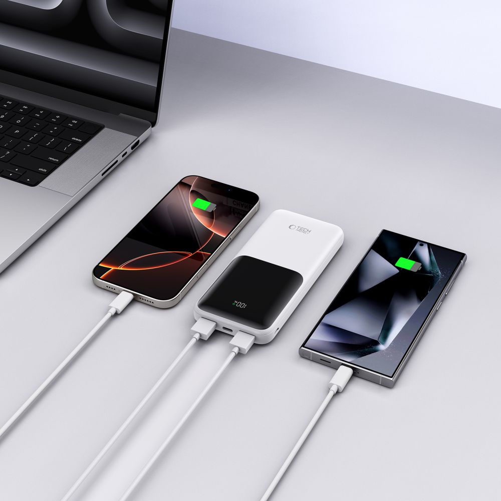 Tech-Protect Išorinė baterija PB01 10000mAh 22.5W - baltas -- Powerbanks