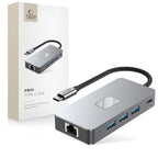 Tech-Protect HB05 HUB 9in1 USB-C + USB2.0 + USB3.0 + HDMI 4K 60HZ + SD / TF + PD100W + RJ45 adapteris - pilkas -- USB...