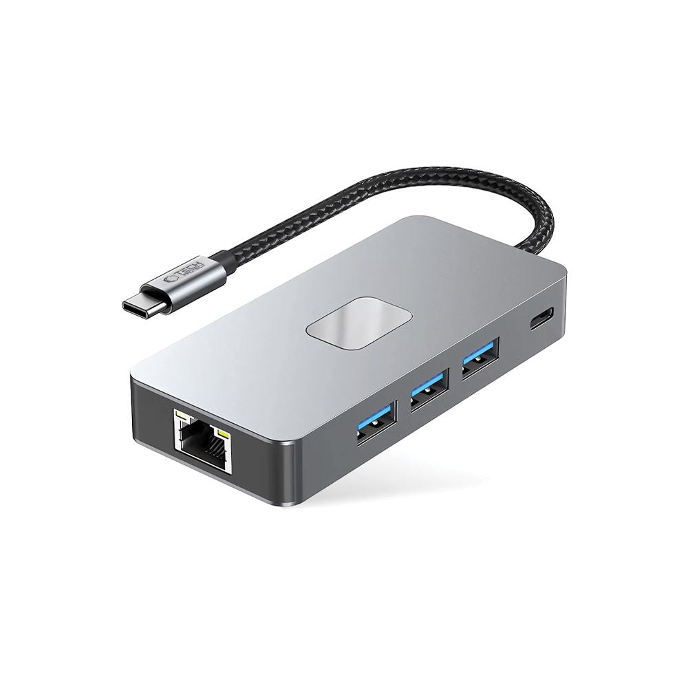 Tech-Protect HB05 HUB 9in1 USB-C + USB2.0 + USB3.0 + HDMI 4K 60HZ + SD / TF + PD100W + RJ45 adapteris - pilkas -- USB...
