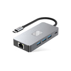 Tech-Protect HB05 HUB 9in1 USB-C + USB2.0 + USB3.0 + HDMI 4K 60HZ + SD / TF + PD100W + RJ45 adapteris - pilkas -- USB...