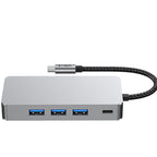 Tech-Protect HB05 HUB 9in1 USB-C + USB2.0 + USB3.0 + HDMI 4K 60HZ + SD / TF + PD100W + RJ45 adapteris - pilkas -- USB...