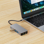 Tech-Protect HB05 HUB 9in1 USB-C + USB2.0 + USB3.0 + HDMI 4K 60HZ + SD / TF + PD100W + RJ45 adapteris - pilkas -- USB...