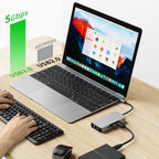 Tech-Protect HB05 HUB 9in1 USB-C + USB2.0 + USB3.0 + HDMI 4K 60HZ + SD / TF + PD100W + RJ45 adapteris - pilkas -- USB...