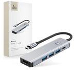 Tech-Protect HB01 HUB adapteris 5in1 USB-C + USB3.0 + HDMI 4K 60Hz + PD100W - pilka -- USB Adapters