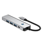 Tech-Protect HB01 HUB adapteris 5in1 USB-C + USB3.0 + HDMI 4K 60Hz + PD100W - pilka -- USB Adapters