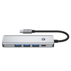 Tech-Protect HB01 HUB adapteris 5in1 USB-C + USB3.0 + HDMI 4K 60Hz + PD100W - pilka -- USB Adapters