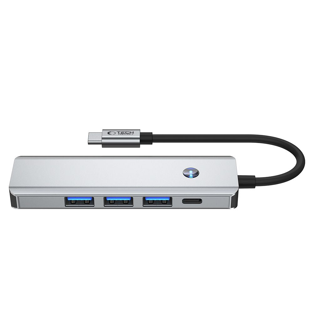 Tech-Protect HB01 HUB adapteris 5in1 USB-C + USB3.0 + HDMI 4K 60Hz + PD100W - pilka -- USB Adapters