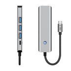 Tech-Protect HB01 HUB adapteris 5in1 USB-C + USB3.0 + HDMI 4K 60Hz + PD100W - pilka -- USB Adapters