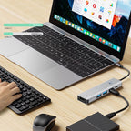 Tech-Protect HB01 HUB adapteris 5in1 USB-C + USB3.0 + HDMI 4K 60Hz + PD100W - pilka -- USB Adapters