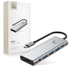 Tech-Protect HB04 HUB adapteris 9in1 USB-C + USB2.0 + USB3.0 + HDMI 4K 60Hz + SD / TF + PD100W + AV3.5 - pilka -- USB...
