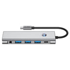 Tech-Protect HB04 HUB adapteris 9in1 USB-C + USB2.0 + USB3.0 + HDMI 4K 60Hz + SD / TF + PD100W + AV3.5 - pilka -- USB...