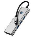 Tech-Protect HB04 HUB adapteris 9in1 USB-C + USB2.0 + USB3.0 + HDMI 4K 60Hz + SD / TF + PD100W + AV3.5 - pilka -- USB...
