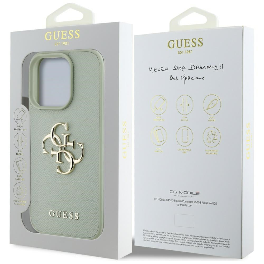Guess 4G dėklas iPhone 16 Pro Max – žalias