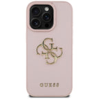 Guess Grained 4G dėklas iPhone 16 Pro – rožinis