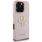 Guess Grained 4G dėklas iPhone 16 Pro – rožinis