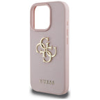 Guess Grained 4G dėklas iPhone 16 Pro – rožinis