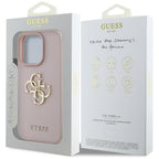 Guess Grained 4G dėklas iPhone 16 Pro – rožinis