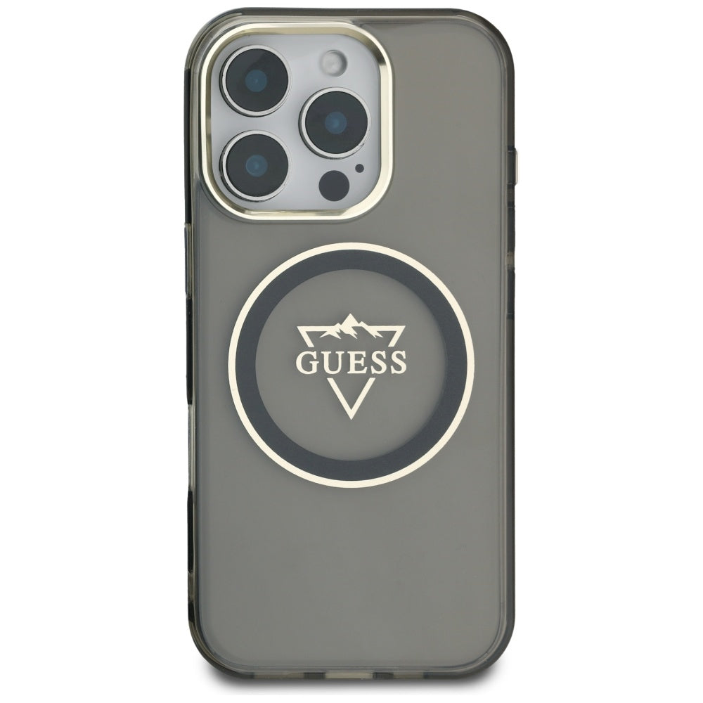 Guess IML MagSafe dėklas iPhone 16 Pro – juodas