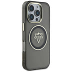 Guess IML MagSafe dėklas iPhone 16 Pro – juodas