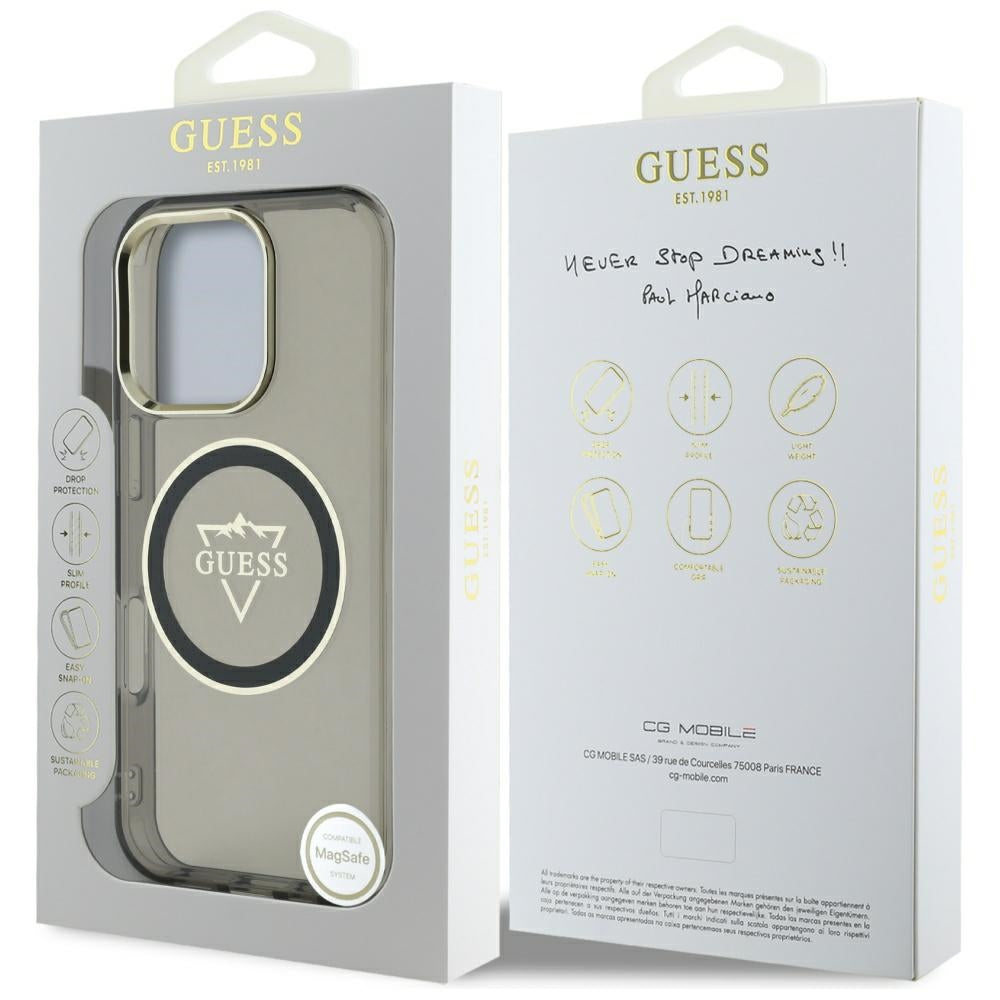 Guess IML MagSafe dėklas iPhone 16 Pro – juodas