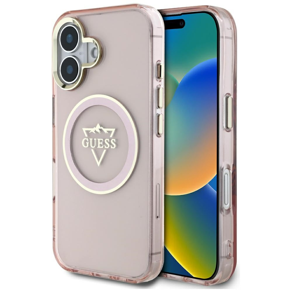 Guess MagSafe dėklas iPhone 16 – rožinis