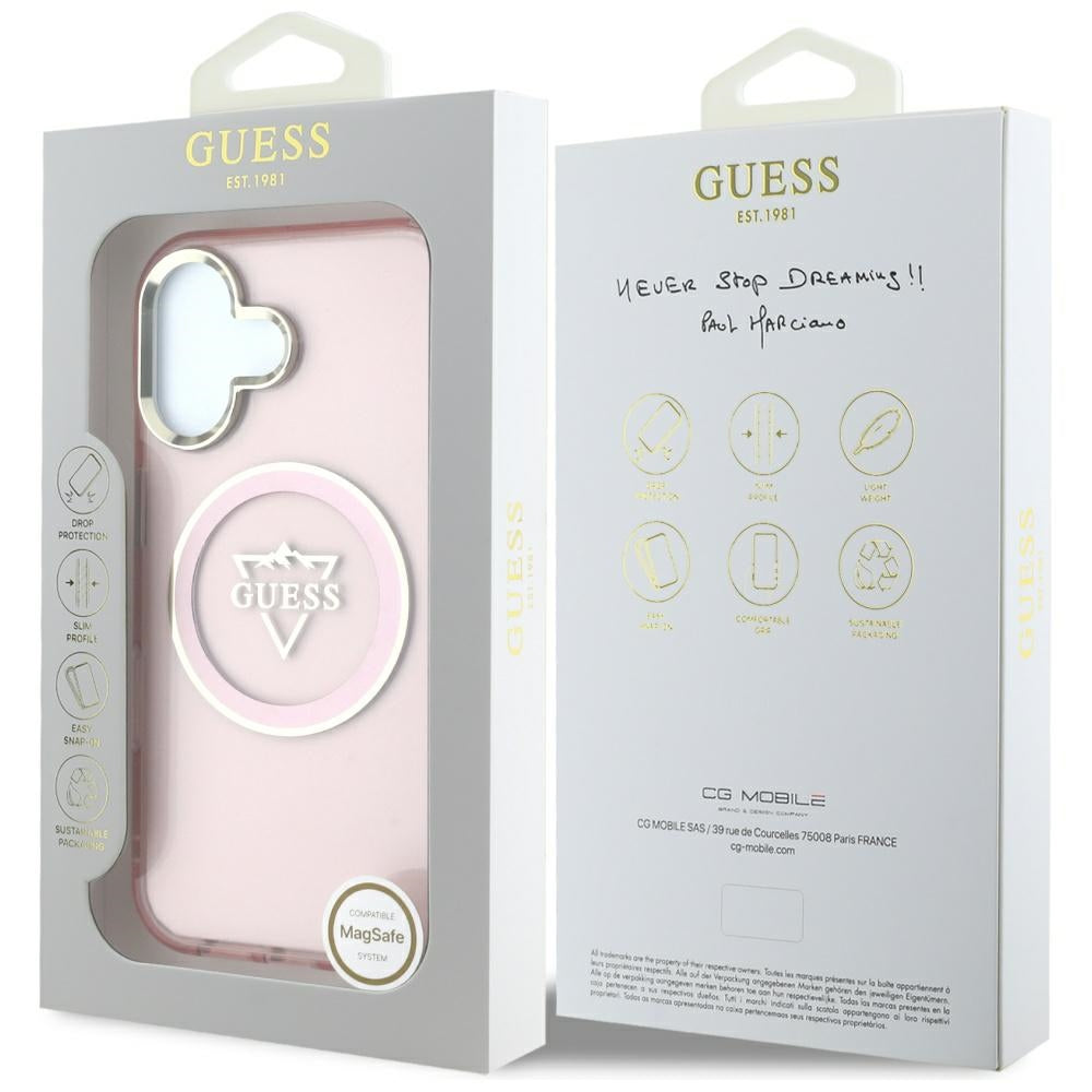 Guess MagSafe dėklas iPhone 16 – rožinis