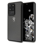 Ferrari anglies pluošto dėklas Samsung Galaxy S20 Ultra – juodas -- Samsung Galaxy S20 Ultra