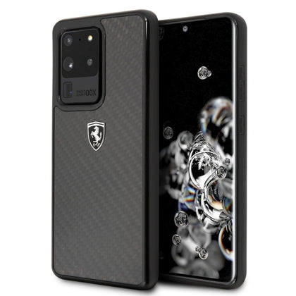 Ferrari anglies pluošto dėklas Samsung Galaxy S20 Ultra – juodas -- Samsung Galaxy S20 Ultra