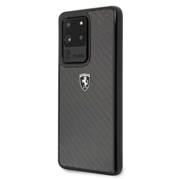 Ferrari anglies pluošto dėklas Samsung Galaxy S20 Ultra – juodas -- Samsung Galaxy S20 Ultra