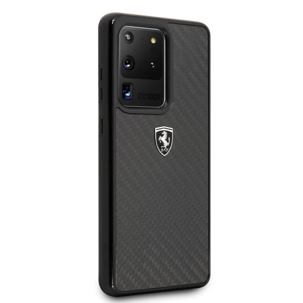 Ferrari anglies pluošto dėklas Samsung Galaxy S20 Ultra – juodas -- Samsung Galaxy S20 Ultra