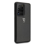 Ferrari anglies pluošto dėklas Samsung Galaxy S20 Ultra – juodas -- Samsung Galaxy S20 Ultra