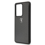 Ferrari anglies pluošto dėklas Samsung Galaxy S20 Ultra – juodas -- Samsung Galaxy S20 Ultra