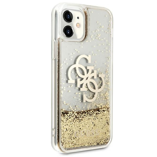Guess 4G Liquid Glitter dėklas iPhone 11/XR – auksinis -- iPhone 11