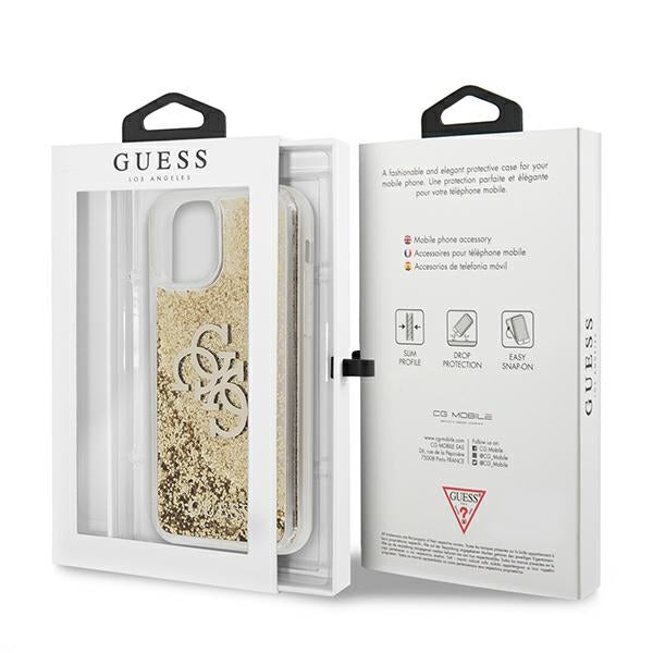 Guess 4G Liquid Glitter dėklas iPhone 11/XR – auksinis -- iPhone 11