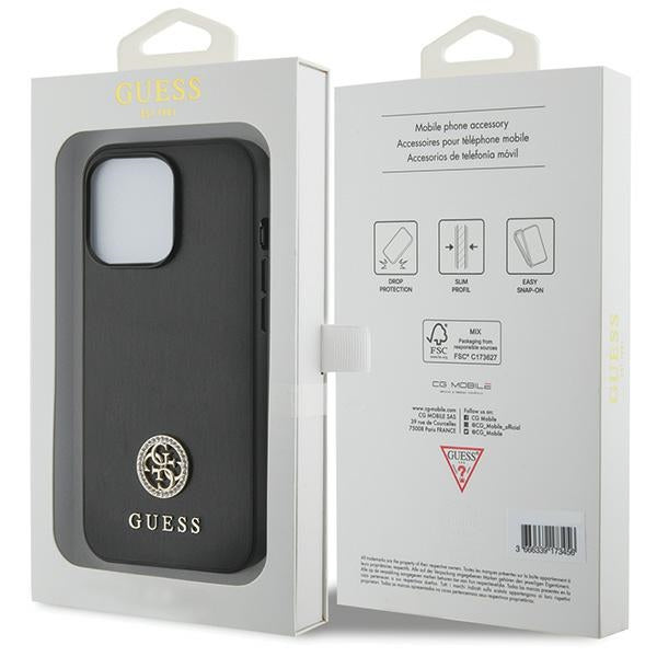 Guess 4G Strass Metal Logo dėklas iPhone 13 Pro – juodas